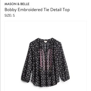 Mason & Belle - Bobby Embroidered Tie Detail Top